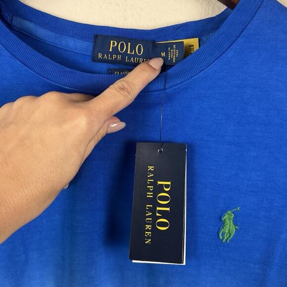 NWT Polo Ralph Lauren M Classic Fit Tie Dye Tee Blue White Orange Logo - Picture 3 of 9